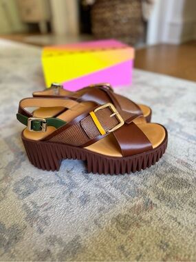 4CCCCEES Plia Juno Platform Slingback Sandal | Brown | Size 40 (US 9)